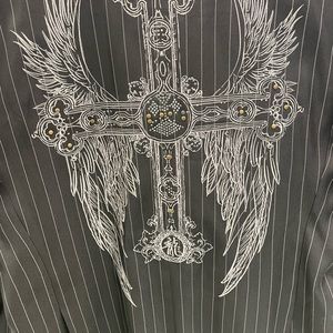 cross wings sports Blazer for singer and musician or performers. Black pin strip